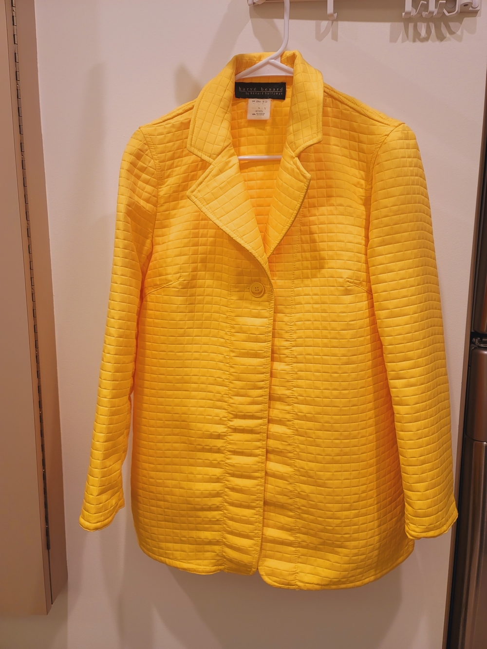 QUILTED Bright Yellow Single-Button Jacket Medium Size 6